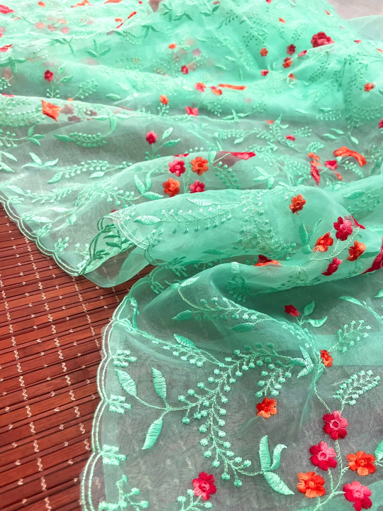 pure Orgenza Silk with Thread Work ‘C’ Pallu Border uploaded by Fatema Fashion on 6/4/2023