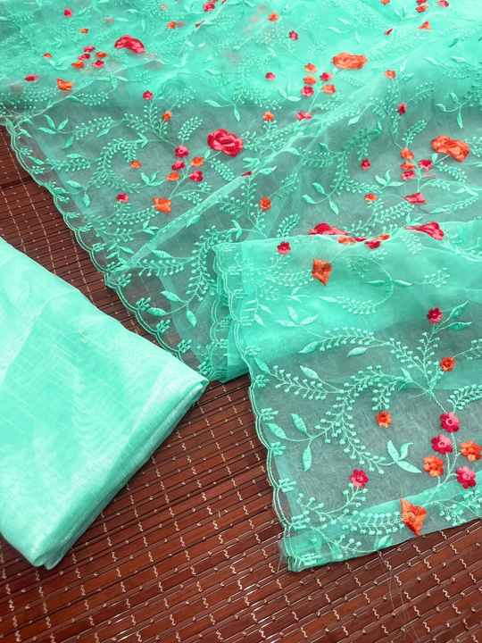 pure Orgenza Silk with Thread Work ‘C’ Pallu Border uploaded by Fatema Fashion on 6/4/2023