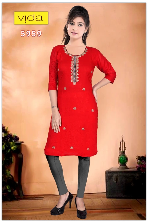 Vida Rayon Embroidered Kurta (5959) uploaded by Latitude Retail Private Limited on 6/4/2023