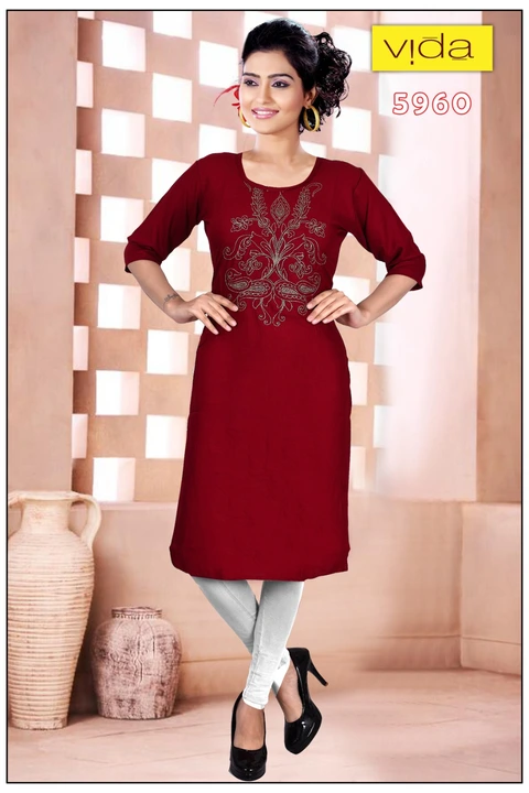 Vida Rayon Embroidered Kurta (5960) uploaded by Latitude Retail Private Limited on 6/4/2023