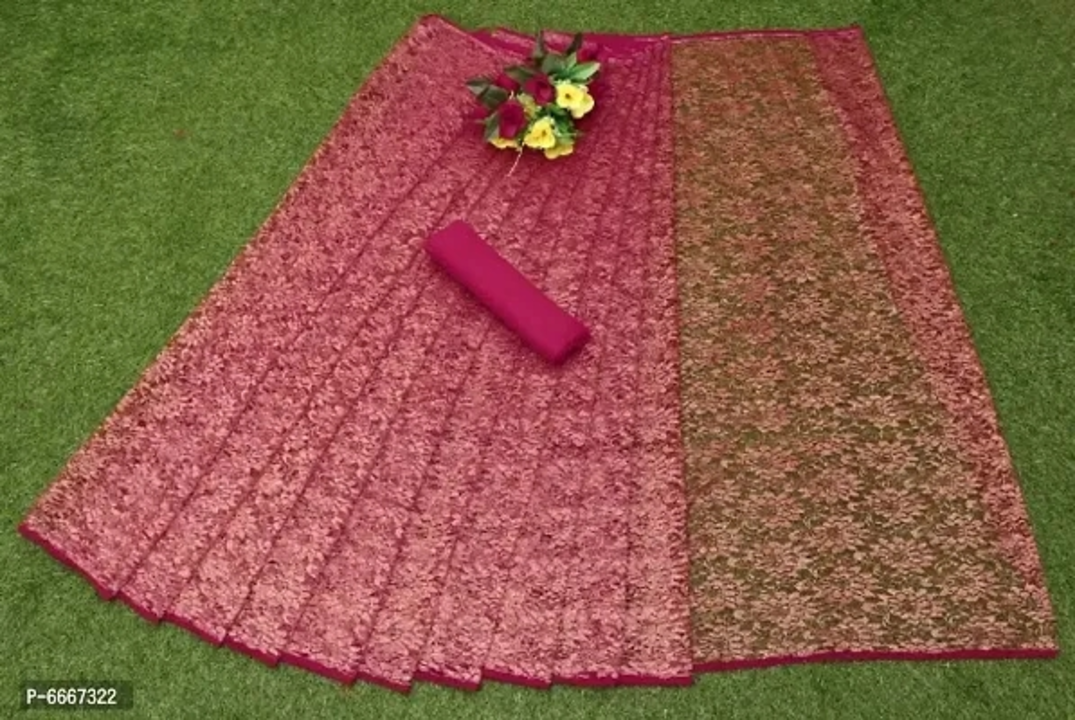 Floral Print Fashion Net Sarees with Blouse Piece uploaded by Shreeji New Fashion on 6/4/2023