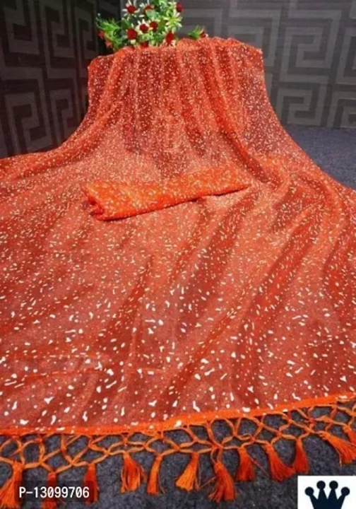 Net Rubber Print Sarees with Blouse Piece uploaded by Shreeji New Fashion on 6/4/2023