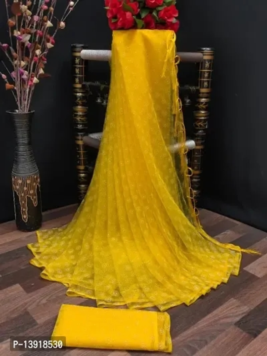 Hot Selling Net Saree with Blouse piece  uploaded by Shreeji New Fashion on 6/4/2023