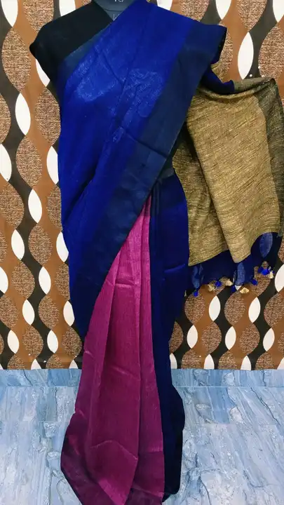 Pure linen yarn dye saree  uploaded by SHADAB TEXTILE on 6/4/2023