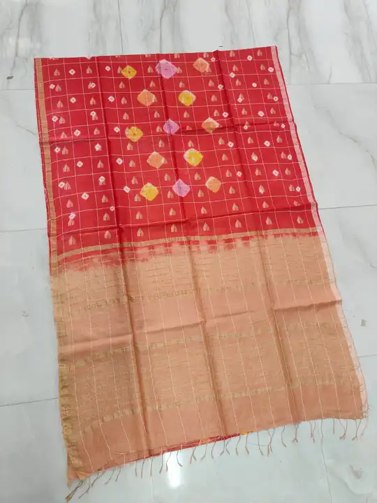 Semi tussar weaving design shibori printed saree  uploaded by business on 6/4/2023