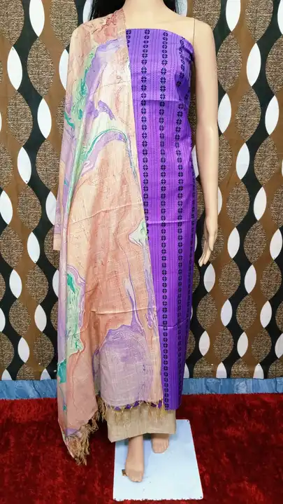 Semi silk printed dress materials  uploaded by SHADAB TEXTILE on 6/4/2023