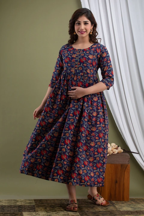 Women Printed maternity Gown ( Pure Cotton ) uploaded by Laila fashion on 6/5/2023