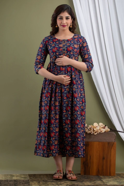 Women Printed maternity Gown ( Pure Cotton ) uploaded by Laila fashion on 6/5/2023