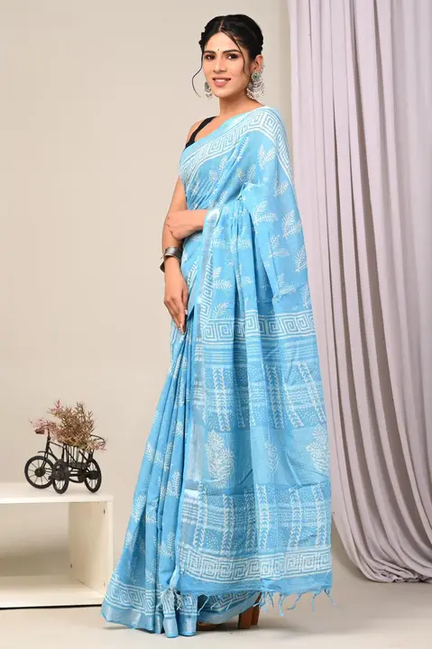 Linen saree uploaded by Bagru Hand Block Print Jaipur on 6/5/2023