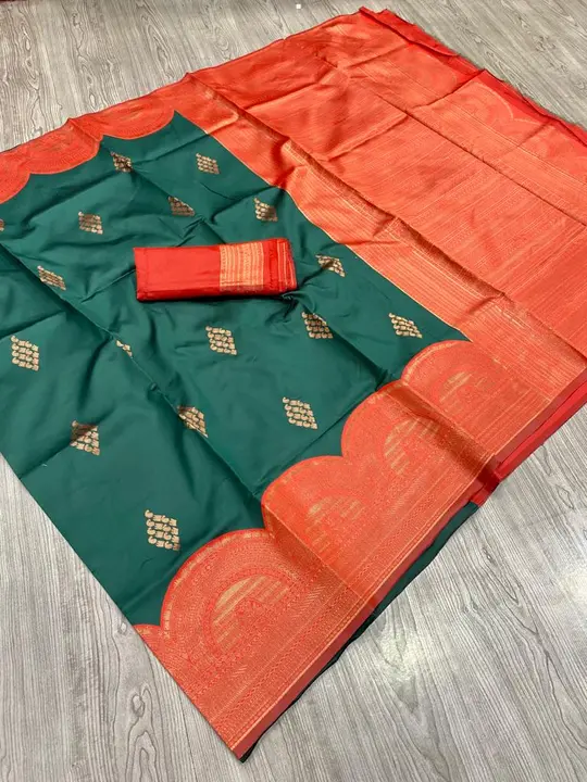 Launching Soft pattu Banarsi copper zari Weaving work Soft Saree with weaving contrast butta inside  uploaded by Divya Fashion on 6/5/2023