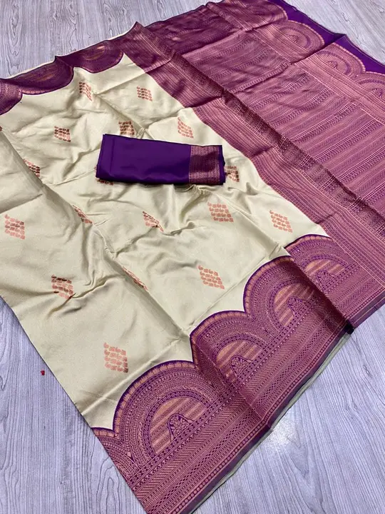 Launching Soft pattu Banarsi copper zari Weaving work Soft Saree with weaving contrast butta inside  uploaded by Divya Fashion on 6/5/2023
