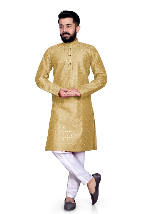 Earth Art embroidery sequence kurta for men  uploaded by business on 6/5/2023