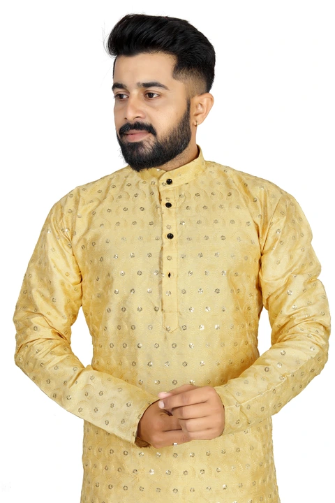 Earth Art embroidery sequence kurta for men  uploaded by business on 6/5/2023