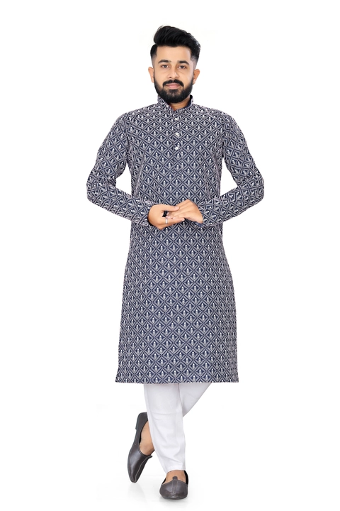 Earth Art embroidery cotton kurta for men  uploaded by business on 6/5/2023