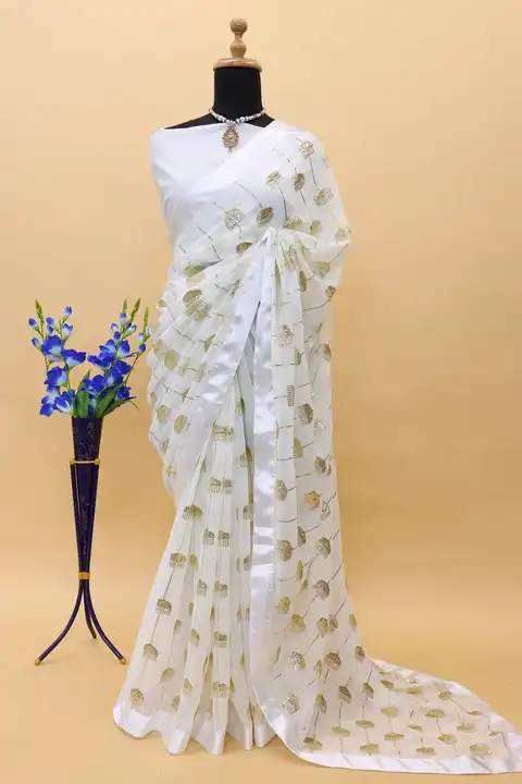 Georgette Silk Saree With Sequence  Work With Satin Border Sarees  uploaded by Ethnic24 on 6/5/2023