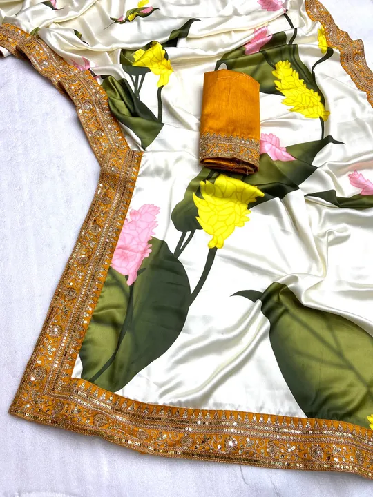 *D.No.15030*

*Digital Satin Design With Sequence Work Border*

*Fabric*:-
*Dev Sena Satin With Beau uploaded by Maa Arbuda saree on 6/5/2023