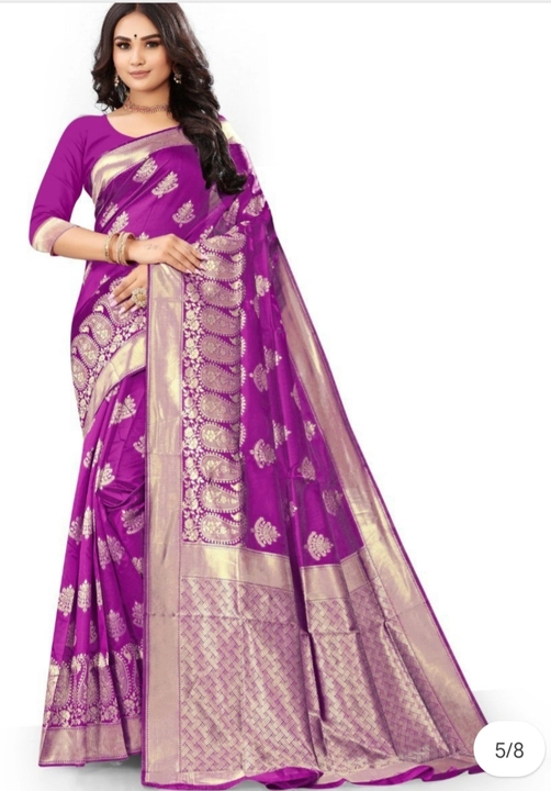 Banarasi sarees fabric Kata Silk sarees Top jari weaving soft fabric  uploaded by Sahana fashion on 6/5/2023