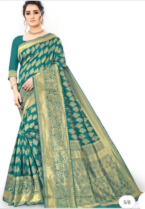 Banarasi sarees fabric Kata Silk sarees Jari weaving soft fabric  uploaded by Sahana fashion on 6/5/2023