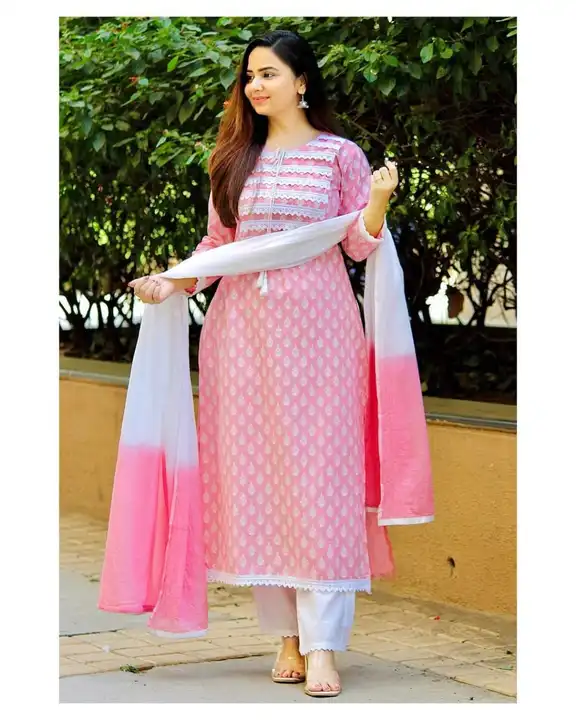 M to XXL, Rayon fabric kurti with pant and dupatta  uploaded by Online Ladies Dresses on 6/5/2023