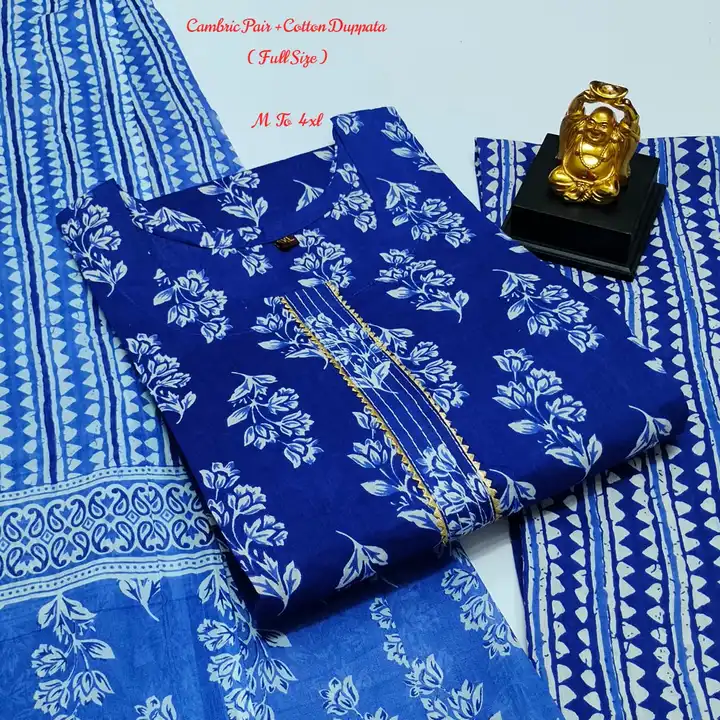 M to 4xl  100 % Jaipuri Cambric 60-60 Pair with Cotton Duppata ( 2.20 mtr ) uploaded by ISHAAN TEXTILES on 6/5/2023