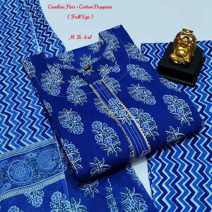 M to 4xl  100 % Jaipuri Cambric 60-60 Pair with Cotton Duppata ( 2.20 mtr ) uploaded by ISHAAN TEXTILES on 6/5/2023