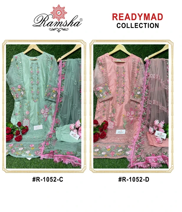 *RAMSHA..PRESENT*
*READYMADE*
*🌻R-1052🌻*

RATE : - *1450₹*

FABRICS DETAIL:-
TOP:- *ORGENZA EMBROI uploaded by Fashion Textile  on 6/5/2023