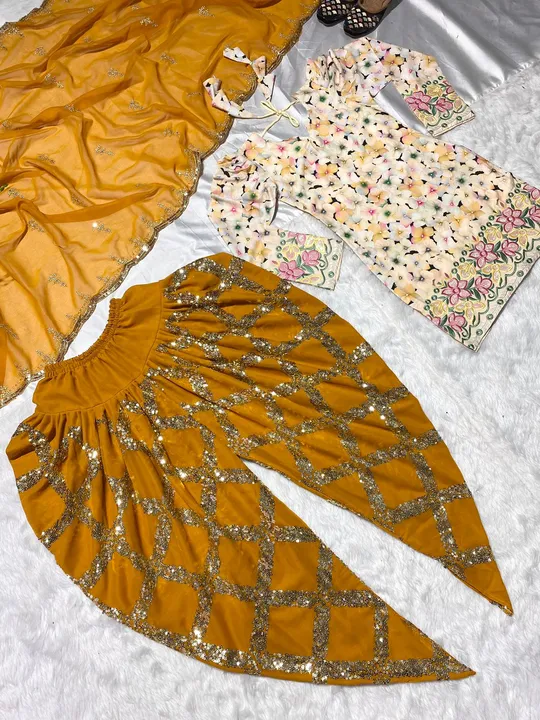 💥*Launching New Designer Party Wear Look Top ,Dhoti Salwar and Dupatta *👌❤️

*(MF-289)*

 💃 *Fabr uploaded by Fashion Textile  on 6/5/2023
