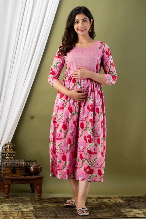 Women Printed Maternity Gown ( Cotton ) uploaded by Laila fashion on 6/6/2023