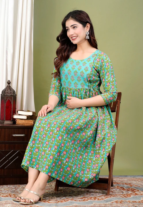 Women Printed Maternity Gown  (Cotton) uploaded by Laila fashion on 6/6/2023