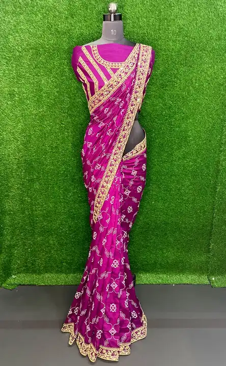 Vichitra Silk Sequence & Embroidery Work Saree  uploaded by Ethnic24 on 6/6/2023