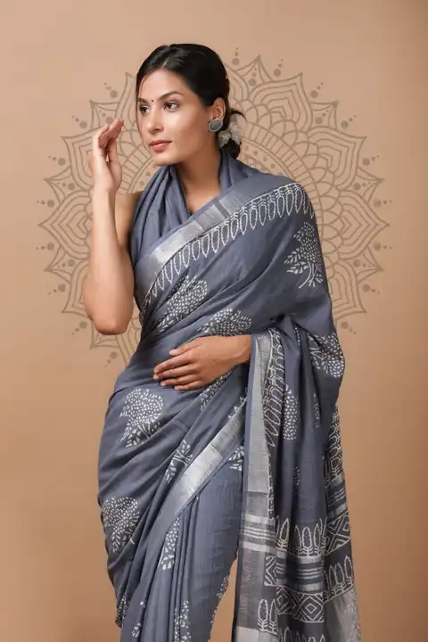 Cotton Linen Saree  uploaded by Krishna collections on 5/29/2024
