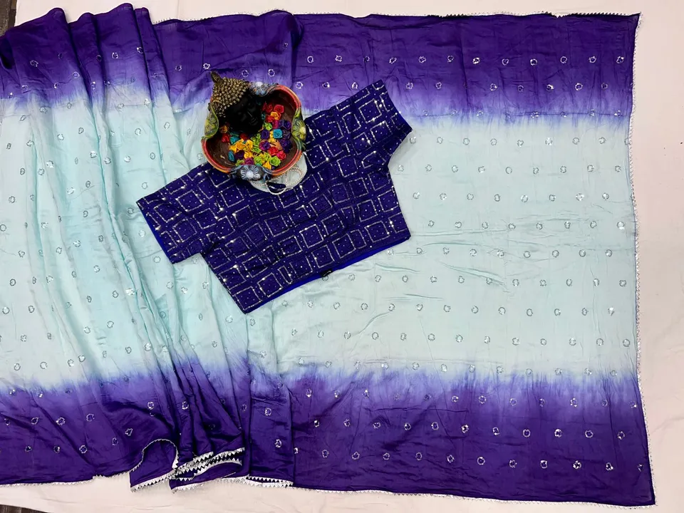 🛍️ *SAREE :- Heavy Viscose With Handmade Dyeing Fabric And Beautiful Embroidery Sequence Butti Work uploaded by NIVA CREATION on 6/6/2023