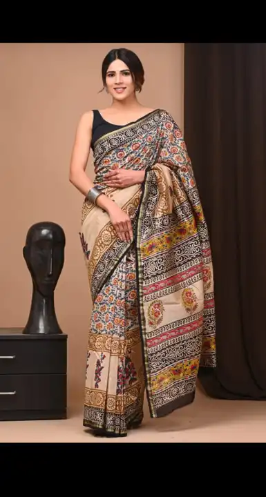 Chanderi silk Handblock kalamkari print saree  uploaded by WEAVER'S ORIGIN silk and Sarees on 6/6/2023