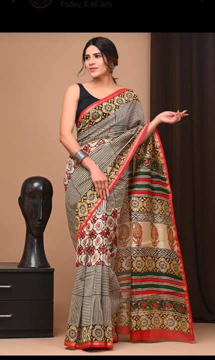 Chanderi silk Handblock kalamkari print saree  uploaded by WEAVER'S ORIGIN silk and Sarees on 6/6/2023