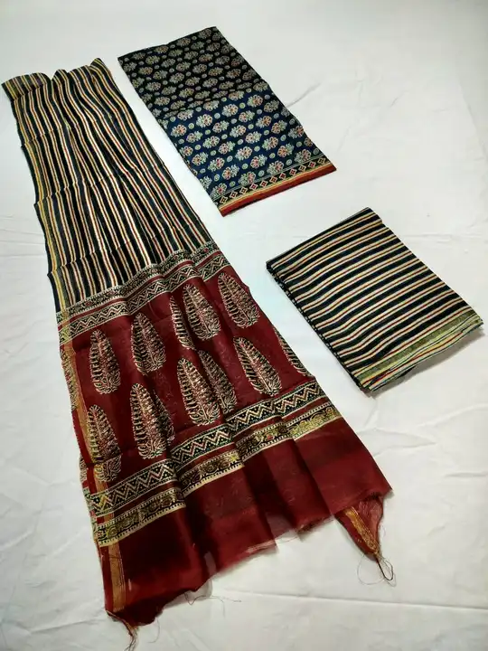 CHANDERI silk AJRAK print suits  uploaded by WEAVER'S ORIGIN silk and Sarees on 6/6/2023