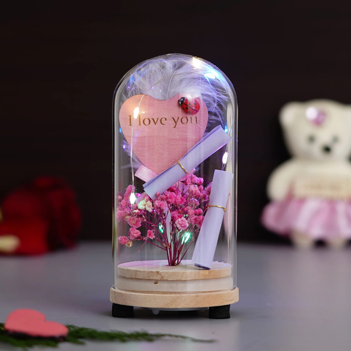 🩷......🩷SKU = POVD180344_PINK01
Pink Flower with Heart Message, Note and Lights Jar
 uploaded by Home decor on 6/6/2023