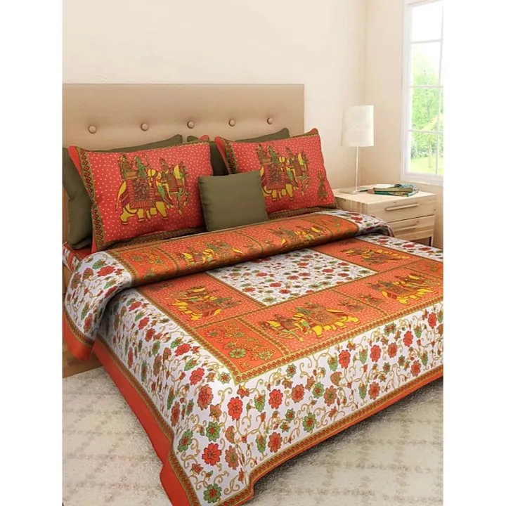 Jaipuri Rajasthani Flower Design Cotton Double Bed Sheets  uploaded by Laven Exclusive on 6/6/2023