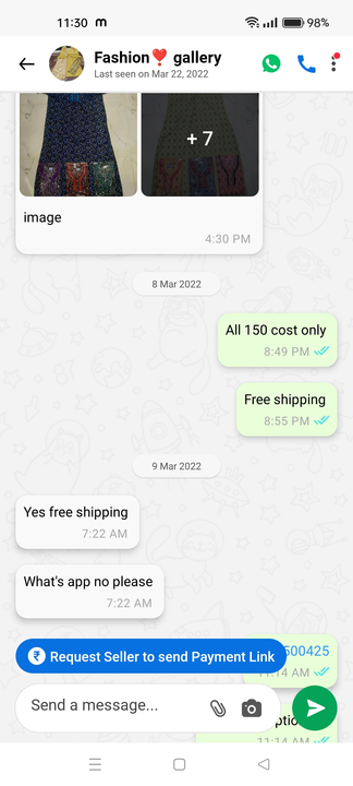 Post image Hey hai all..6months back I ordered nighty from Fashion gallary account..she is fraud..she told each nighty 150 freeship .I ordered 5 nighties total 750.. after 1wk I didn't receive my nighties..and she blocked my number..soo please aware of these kind of stupid frauds.. thank you