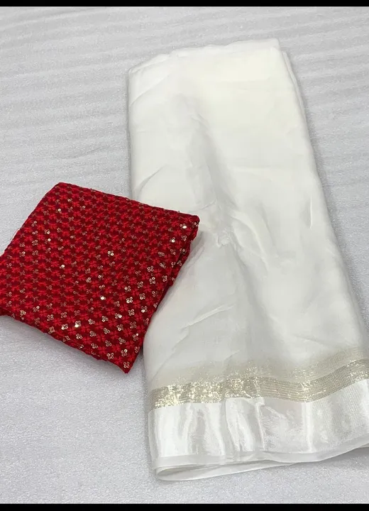 Pure white saree with desginer blouse uploaded by SS fashion world on 6/6/2023