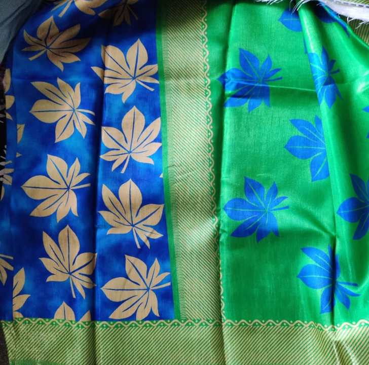 Blue and green silk saree with contrast blouse uploaded by business on 6/6/2023