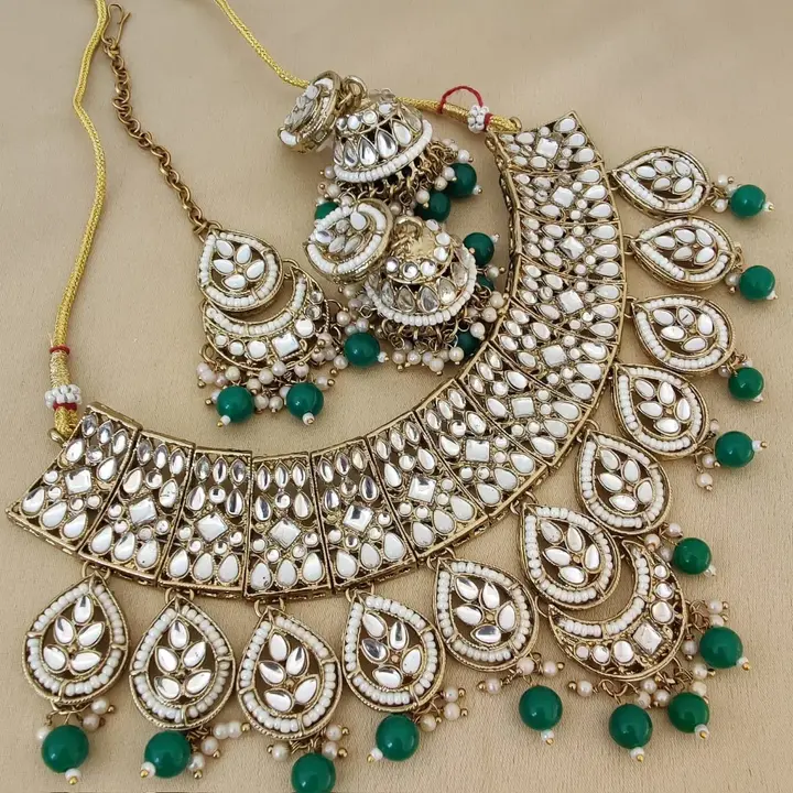 Necklace with earrings and tikka  uploaded by Sam collection on 6/6/2023