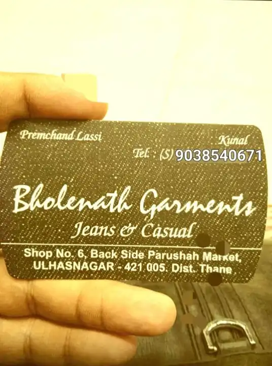 Visiting card store images of BHOLENATH GARMENT 