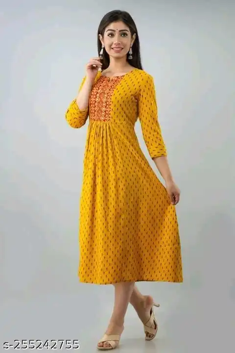 Yellow kurti with a beautiful look  uploaded by Naksh Fashions on 6/6/2023