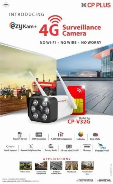 CP PLUS 3MP 4G Sim Card Supported Outdoor Smart Bullete Camera | Built in Mice | Speaker |Colour Nig uploaded by business on 6/6/2023