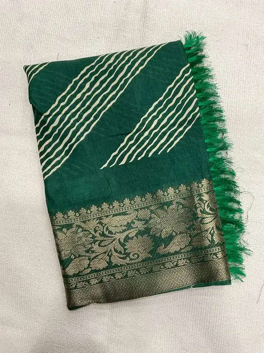 Printed dola silk with weaving broket border and tussle uploaded by SHREEJI TEXTILES on 6/6/2023