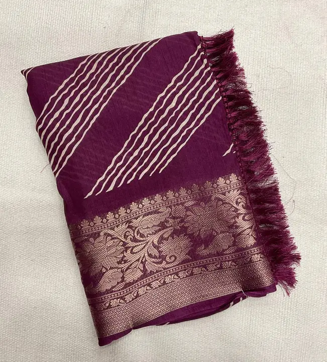 Printed dola silk with weaving broket border and tussle uploaded by SHREEJI TEXTILES on 6/6/2023