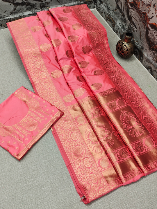 Soft Kanjivaram Silk Saree with Exquisite Copper Zari Weaving and Timeless Design Saree uploaded by DHANANJAY CREATIONS on 6/6/2023