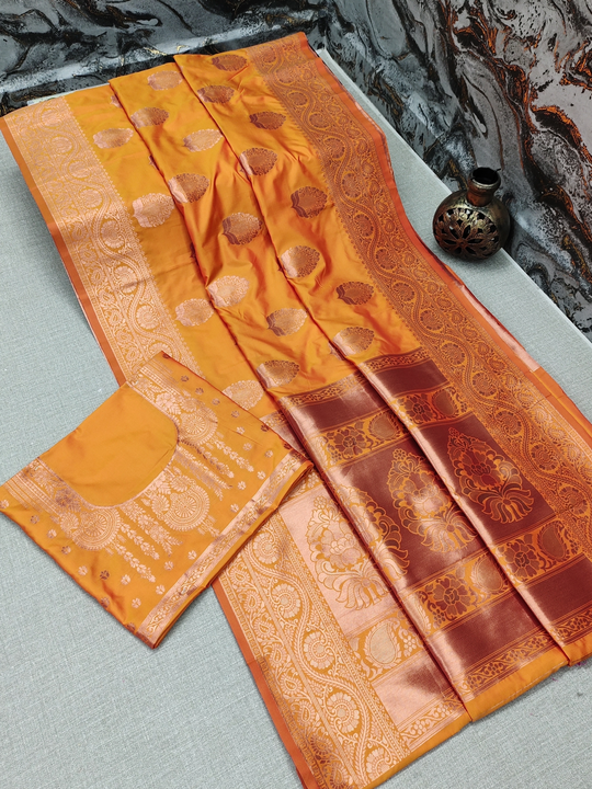 Soft Kanjivaram Silk Saree with Exquisite Copper Zari Weaving and Timeless Design Saree uploaded by DHANANJAY CREATIONS on 6/6/2023