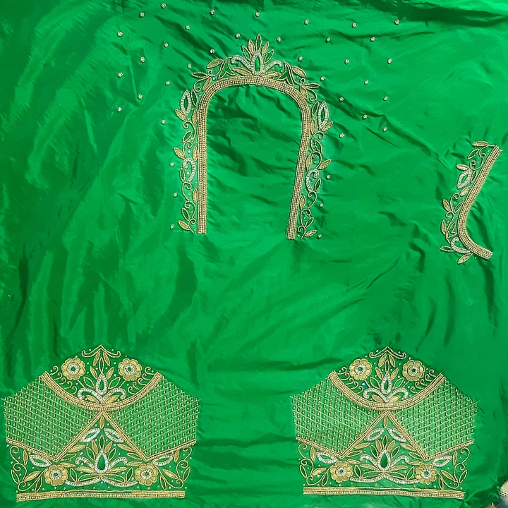 Maggam Blouse Green Silk Heavy  uploaded by Aminul Zari Art on 6/6/2023