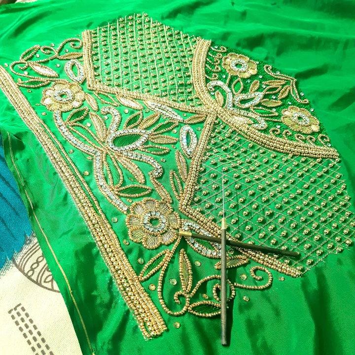 Maggam Blouse Green Silk Heavy  uploaded by business on 6/6/2023